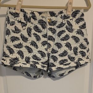 H&M Black Leaf Print Jean Shorts